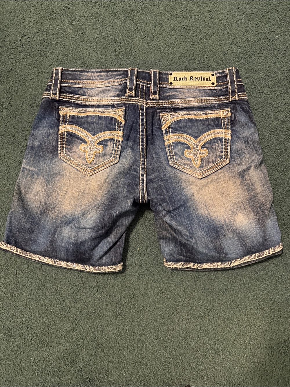 Rock Revival Faded Blue Embroidered Denim Shorts - Picture 2 of 2